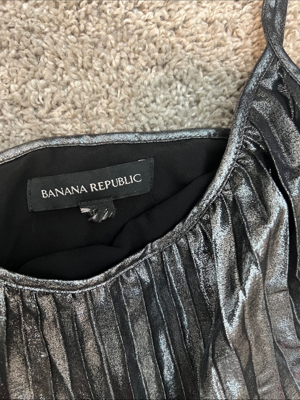 Banana Republic Silver Metallic Pleated Maxi Dress - Picture 7 of 9